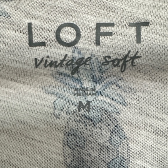 LOFT White Tee with Blue Pineapple Print - Picture 2 of 3